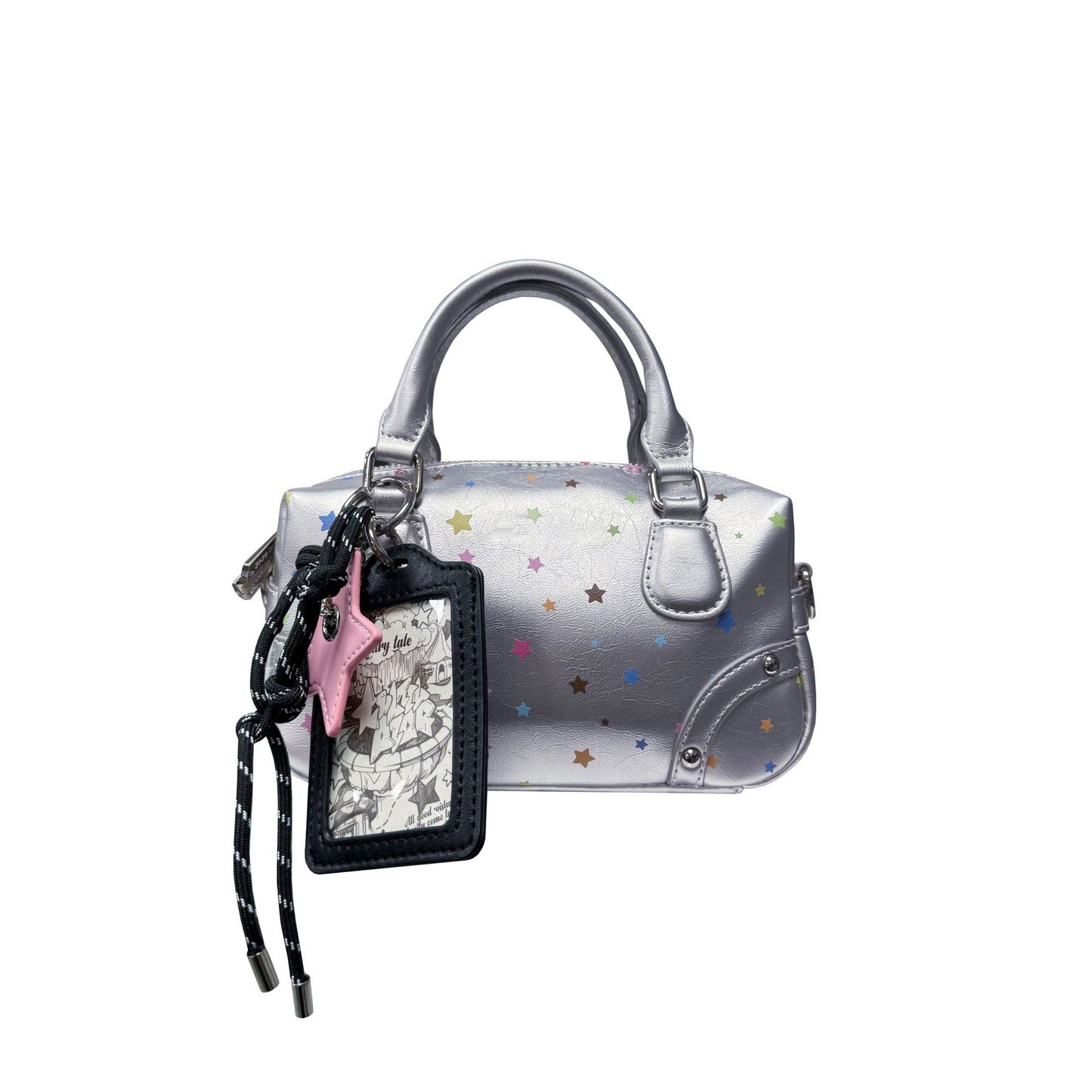 XINGX Printed Mini Handbag Ladies New Fashion Commuter Shoulder Crossbody Bag with Hanging Ornament Pendant