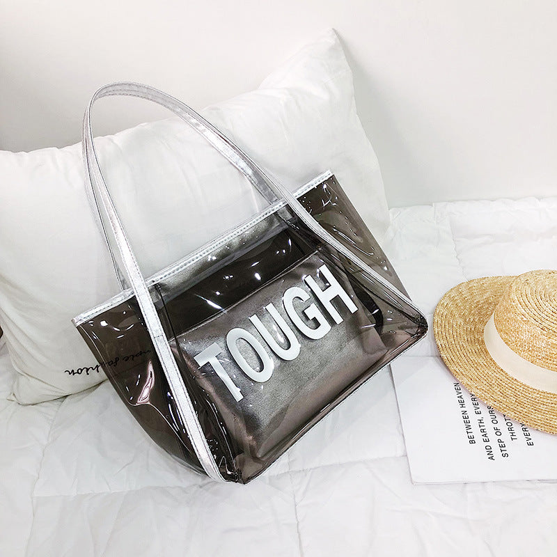 Summer One-Shoulder Large Bags Women's New Fashionable Korean Style All-Match Transparent Bag Mother and Child Bag Large Capacity Handbag