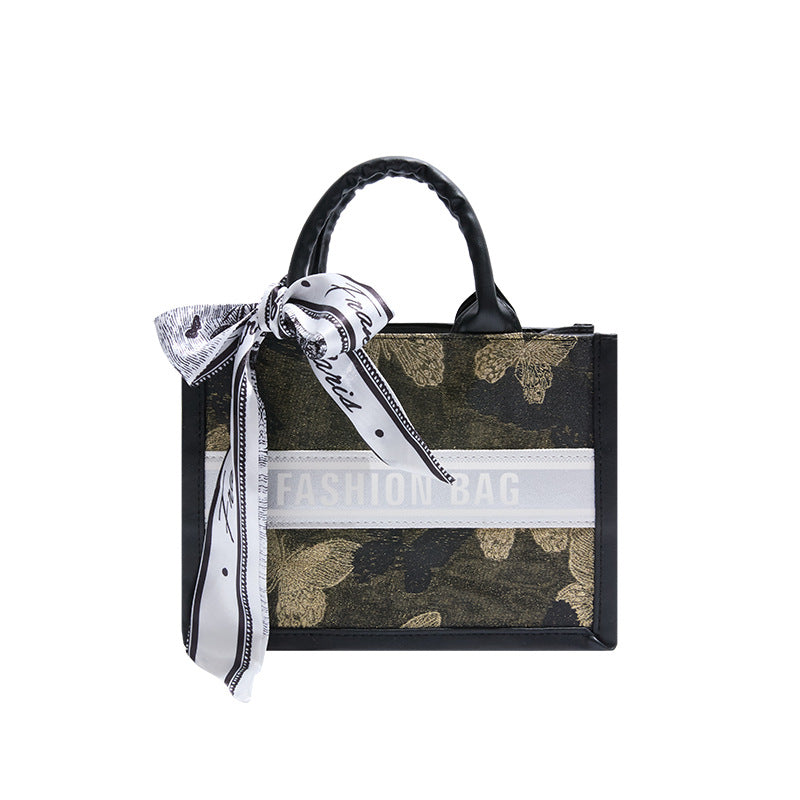 Elegant Floral Tote Bag with Bow Detail - Stylish Everyday Carry for Women