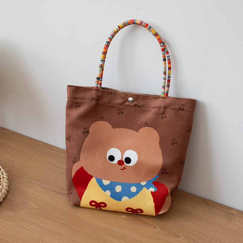 Cute Cartoon Tote Bags for Kids and Students, Portable Handheld Design with Magnetic Closure and Phone Pocket