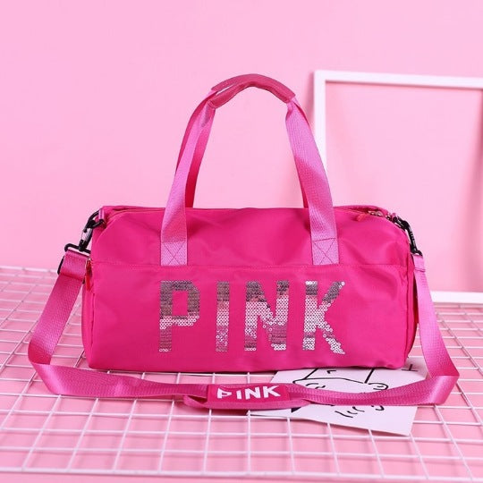 Pink Gym Bag Men's and Women's New Outdoor Travel Bag Portable Large Capacity Nylon Waterproof Shoes Warehouse Bag