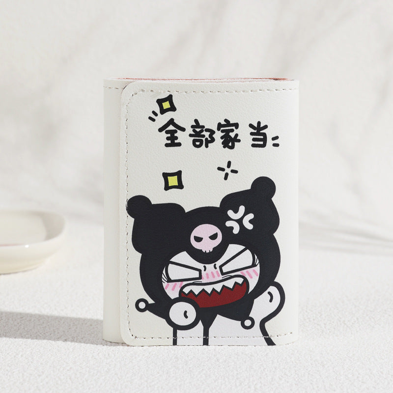 New Portable Wallet Small Large Capacity Three Fold Female Cute Cartoon Mini Purse Student Short Wallet Niche