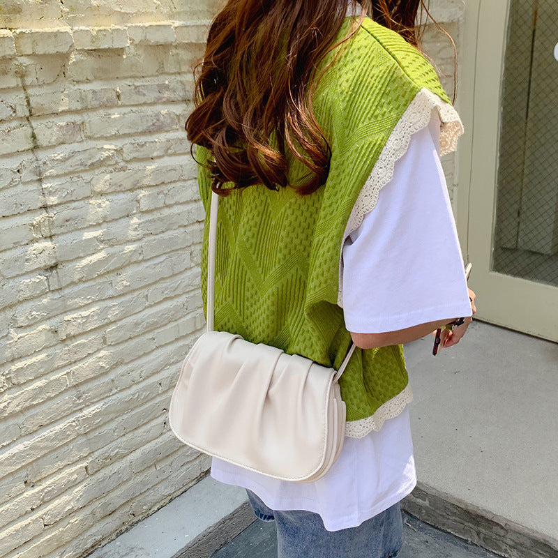 2025 Trendy Pleated Crossbody Bag for Women, Fashionable Small Square Shoulder Bag with Magnetic Closure and Inner Pockets