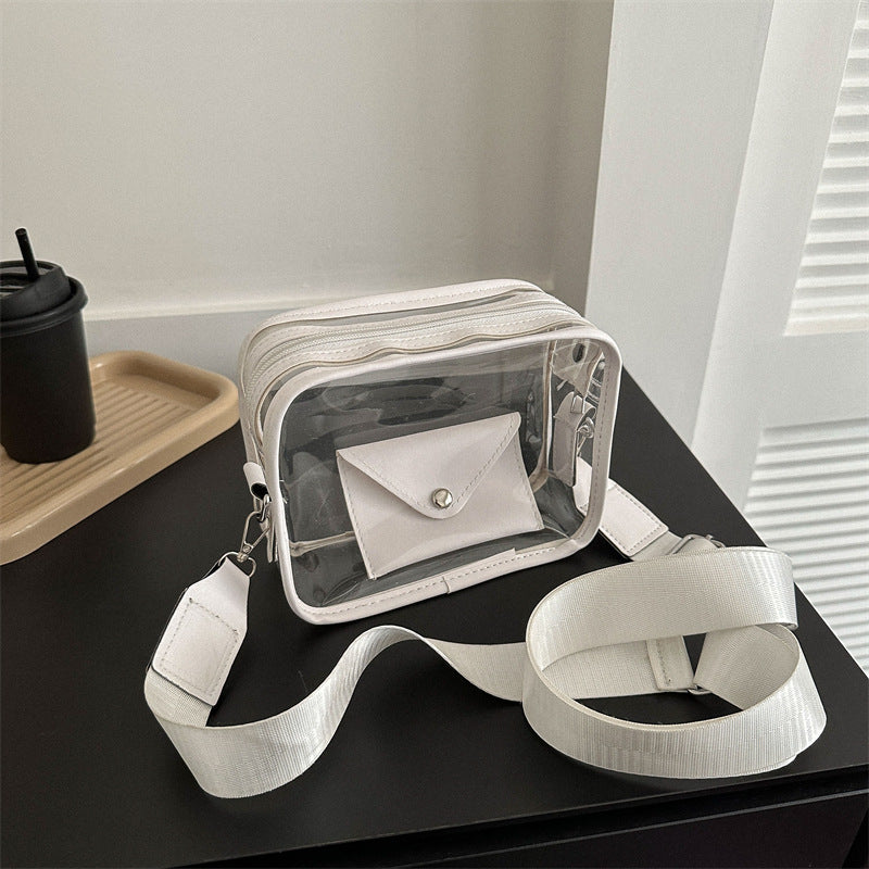 New Wide-Strap Bag Women's Messenger Bag Fashion Casual Simple Shoulder Transparent Jelly Pack