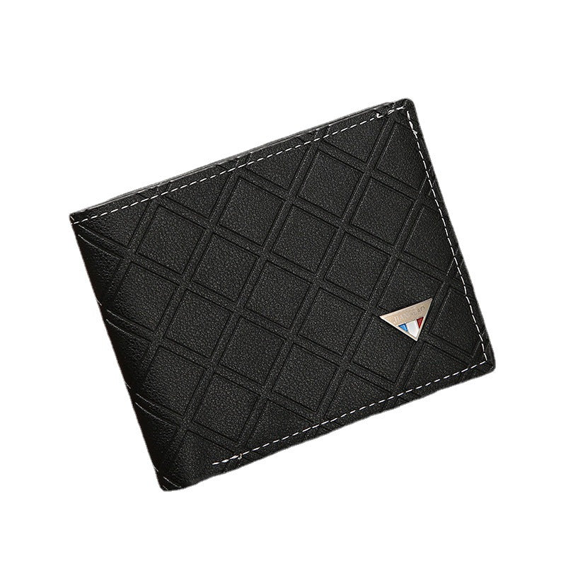 Men's Slim Wallet with Geometric Pattern, Anti-Theft PU Leather Card Holder for Daily Use