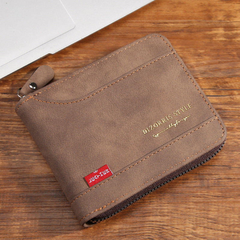 Retro PU Leather Men's Wallet with Zipper and Expandable Design for Daily Use