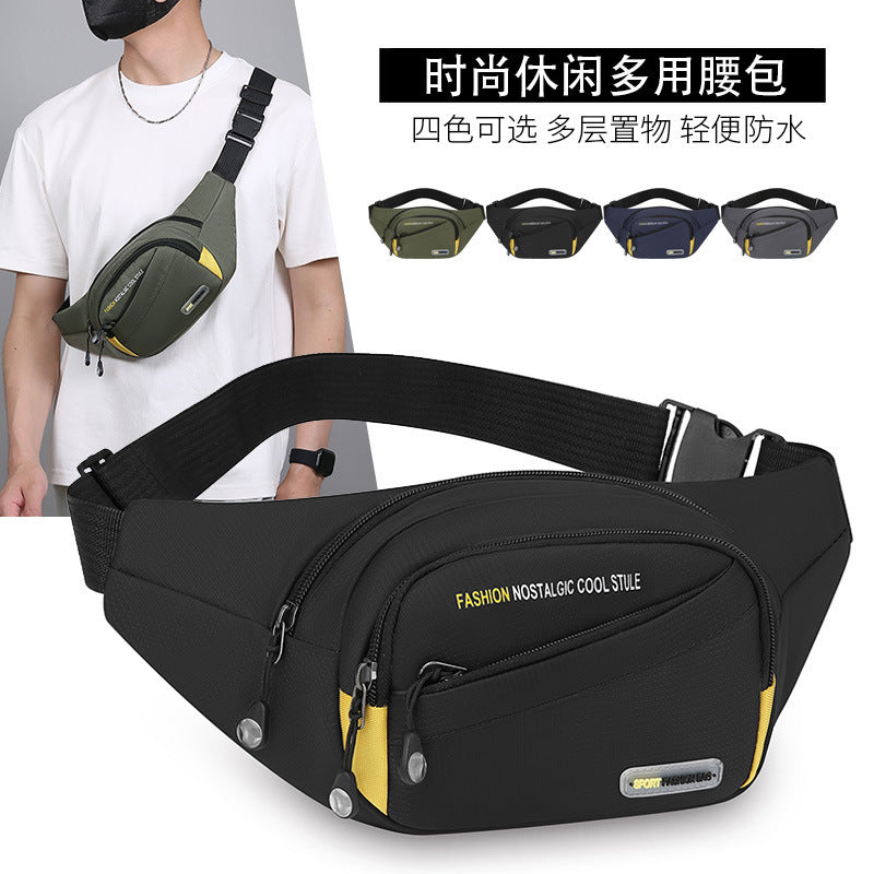 Waist Bag Men's Multi-Functional Outdoor Sports Large Capacity Multi-Layer Crossbody Shoulder Bag Oxford Cloth Thick Fashion Chest Bag