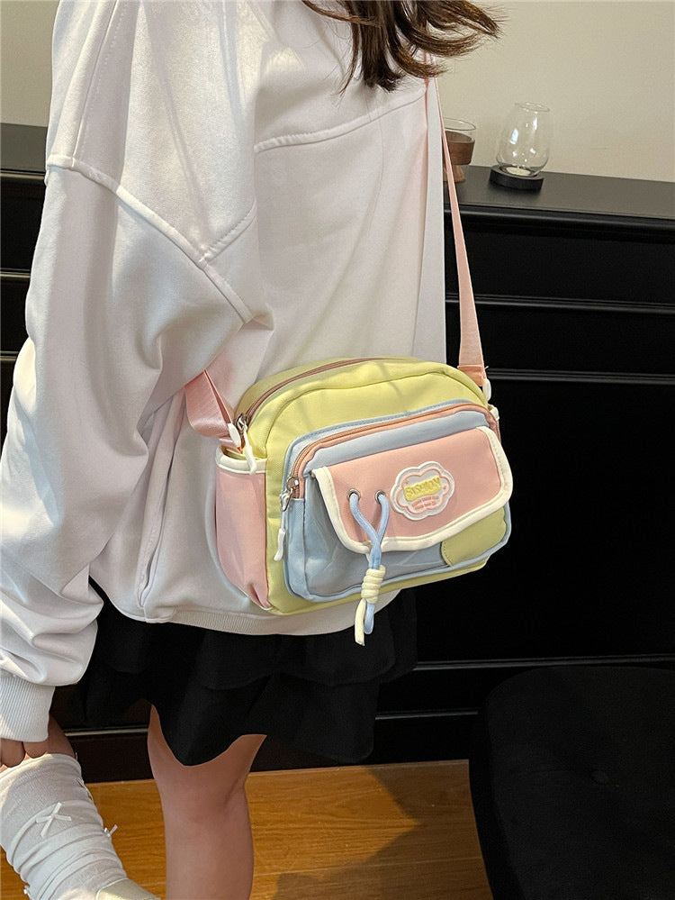 Japanese Cute Contrast Color Messenger Bag Female New Student Everyday Joker Fashion Fresh Shoulder Bag