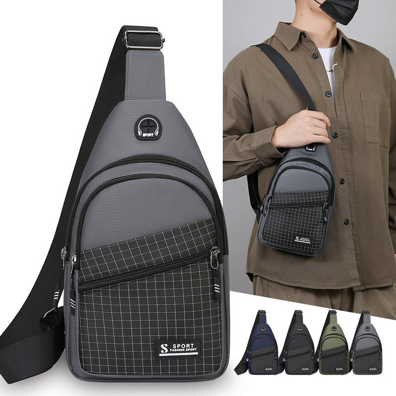 New Men's Chest Bag Fashion Simple Shoulder Messenger Bag Sports Casual Nylon Small Shoulder Bag