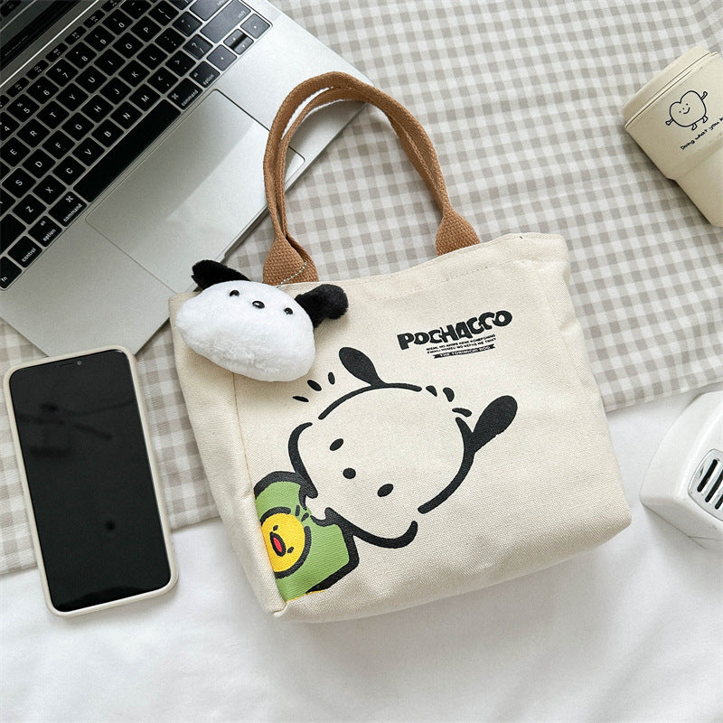 Women's Canvas Bag New Simple Commute Lunch Box Lunch Bag Fashion Mini Portable Small Cloth Bag
