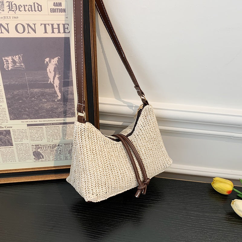 Women's Straw Shoulder Bag Fashionable New Unique and Exquisite Spring Versatile Texture High Class Elegant Crossbody Bag