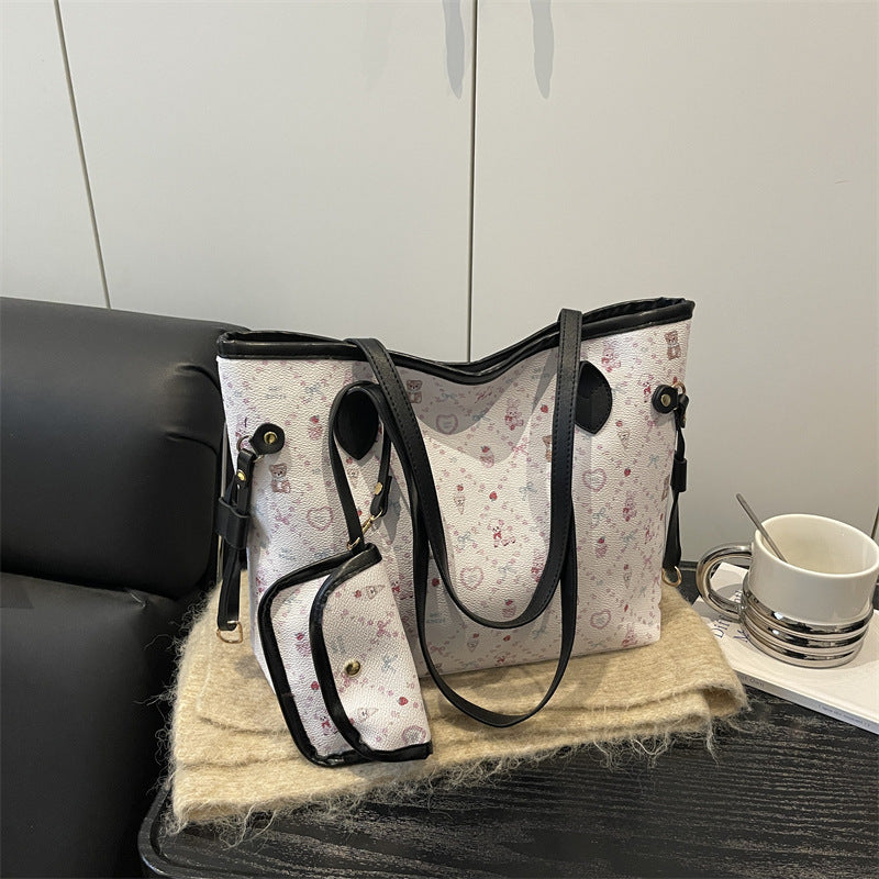 New Printing Large Capacity Shoulder Tote Bag Female Fashion Personality Trend Design Everyday Joker Commuter Bag