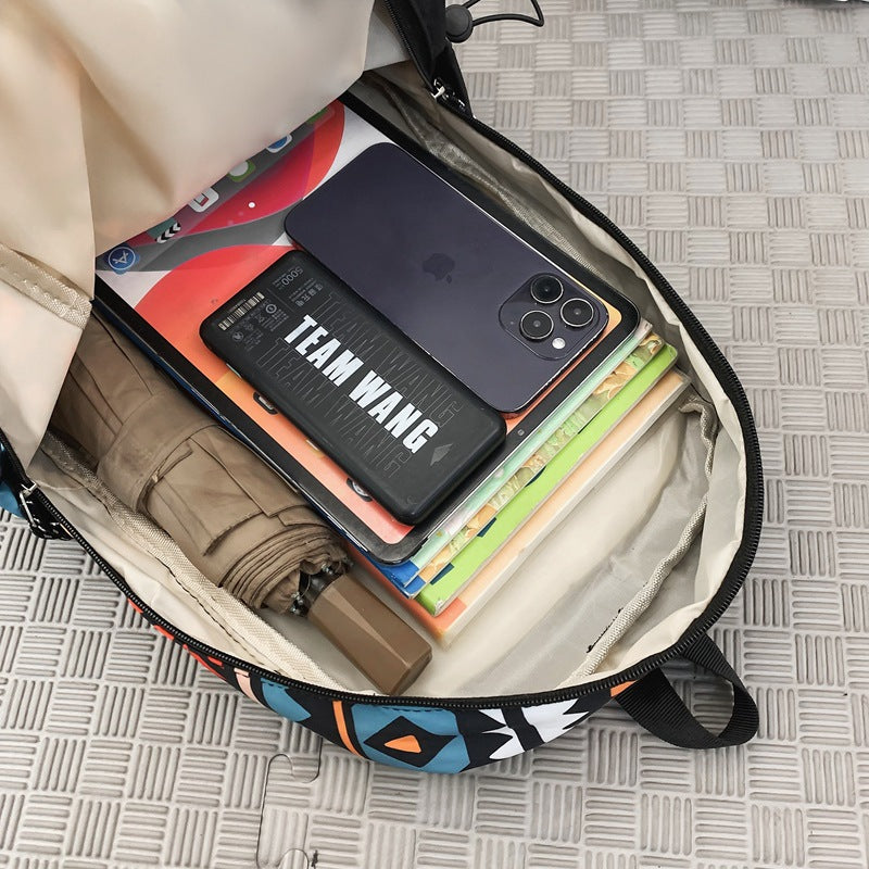 American Graffiti Cartoon Schoolbag Male and Female Junior High School Student College Student Fashion Backpack Casual Backpack