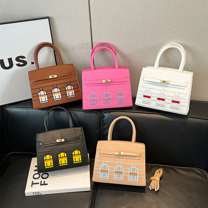 Spring New Small House Bag Women's High-Grade One-Shoulder Crossbody Portable Commuter Contrast Color Bag