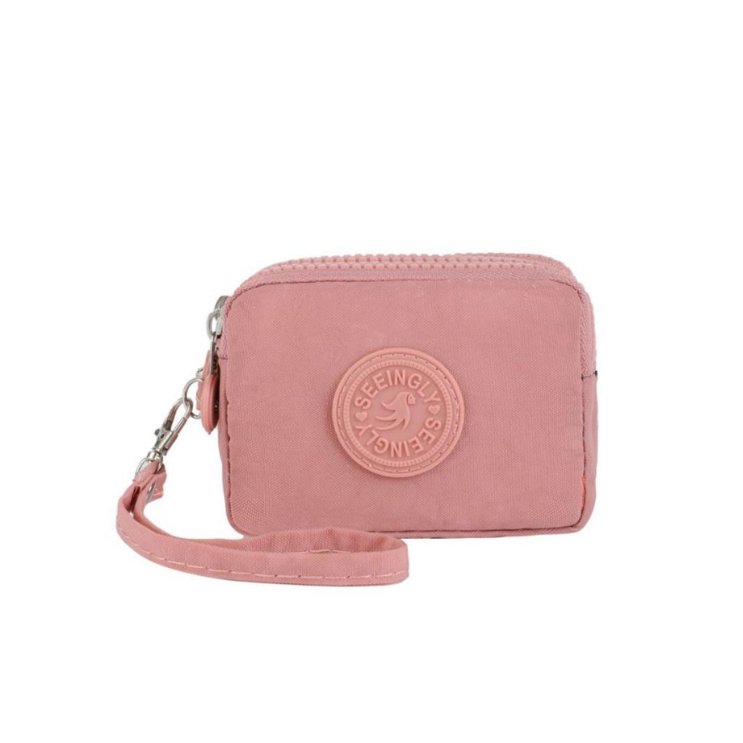 Taro Purple Nylon Coin Purse Female Storage Mini Lipstick Earphone Multi-Layer Small Card Holder