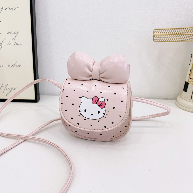 Children's Bags New Cartoon Cute Bow Mini Coin Purse Cat Printing Boys and Girls Messenger Bag