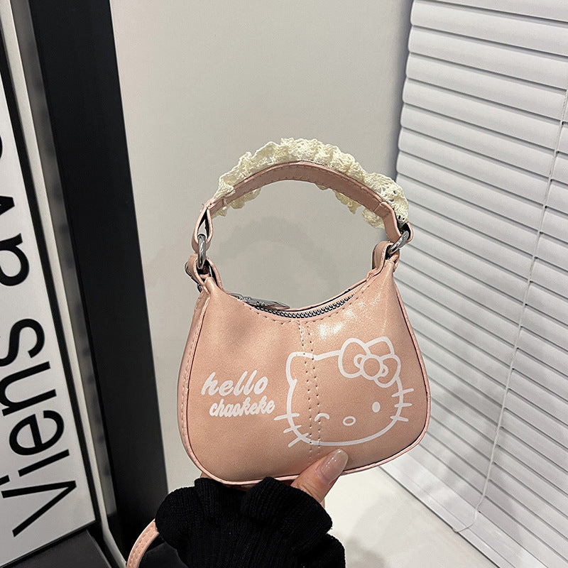 Women's Cross-Body Bag Handbag Cute Vintage Cat Lace Handbag Shoulder Messenger Bag