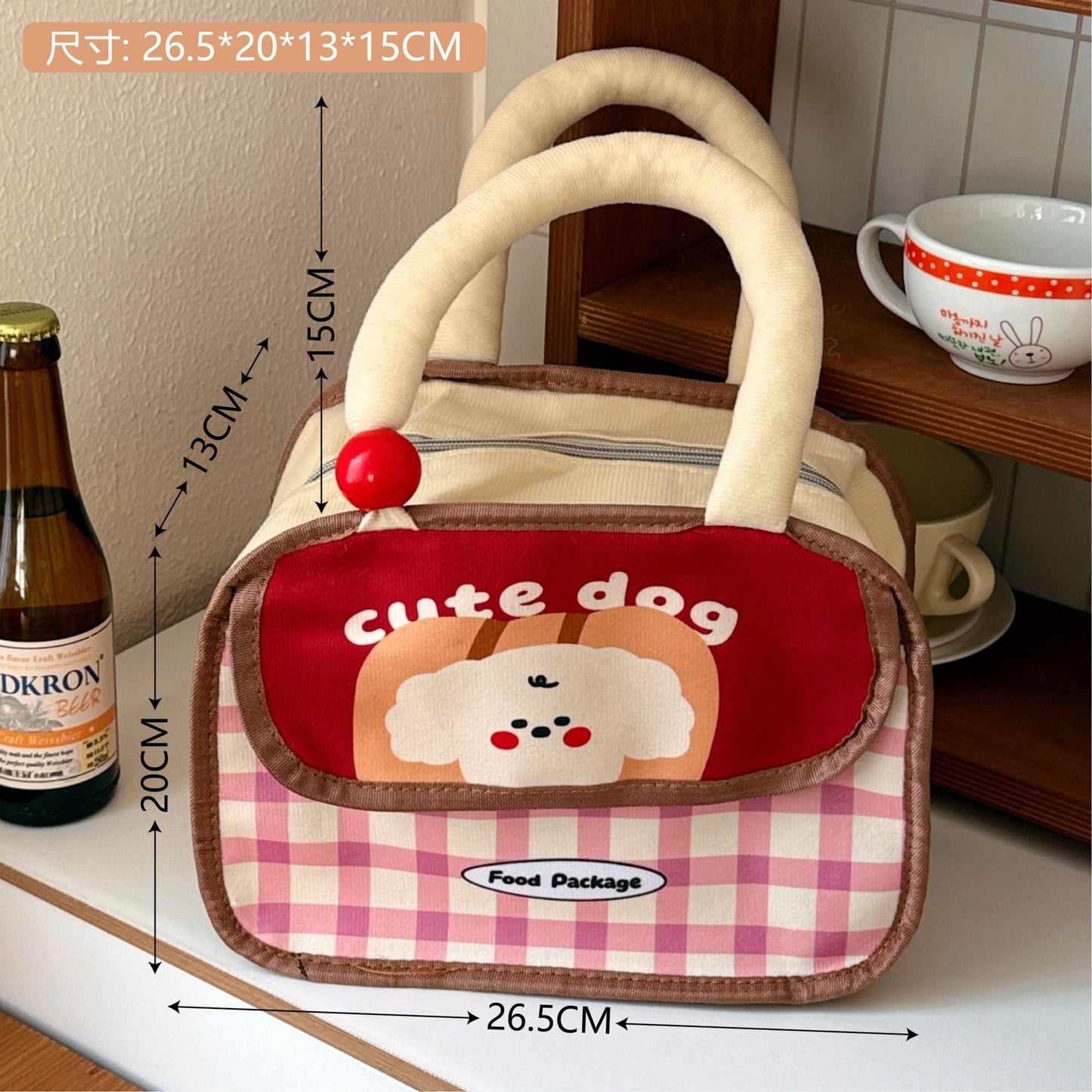 Cartoon Funny Thermal Lunch Bag Women's Large Capacity Aluminum Film Lunch Box Bag