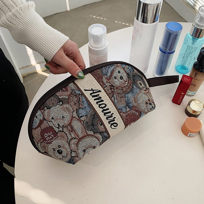 Cosmetic Bag Female Cartoon Bear Large Capacity Portable Good-looking Travel Skincare Storage Bag