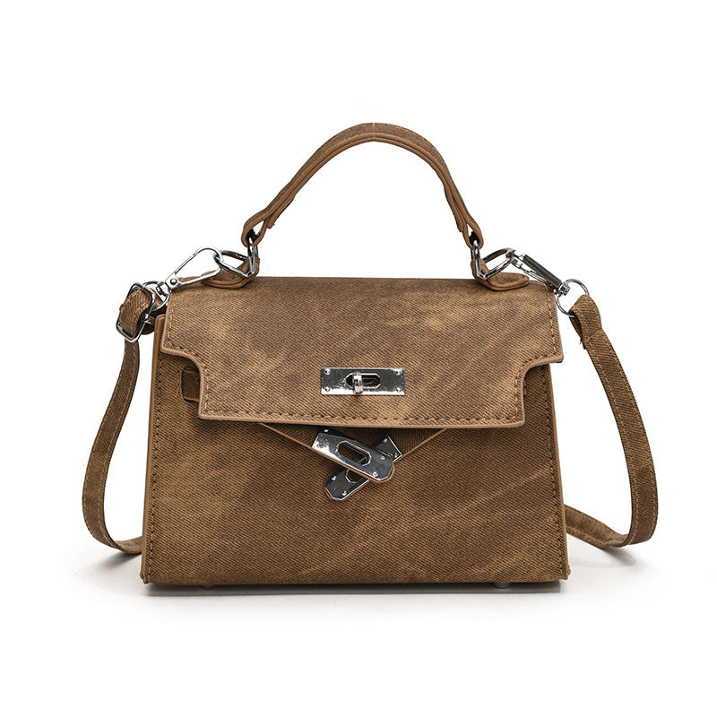 Retro Casual New Simple Fashion Lock Korean Style Crossbody Shoulder Portable Square Pouch Women