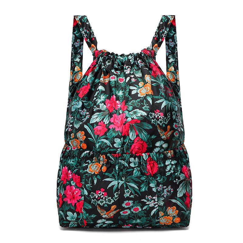 Women's Drawstring Backpack Women's Lightweight Waterproof Multi-Pocket Daily Travel Backpack