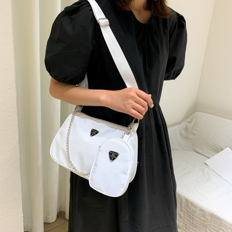 New Simple Small Crossbody Bag Women's Underarm Bag Solid Color Two-Piece Shoulder Bag Casual Bag Crossbody Women's Bag Mother and Child Bag
