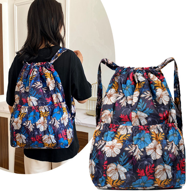 Women's Drawstring Backpack Women's Lightweight Waterproof Multi-Pocket Daily Travel Backpack