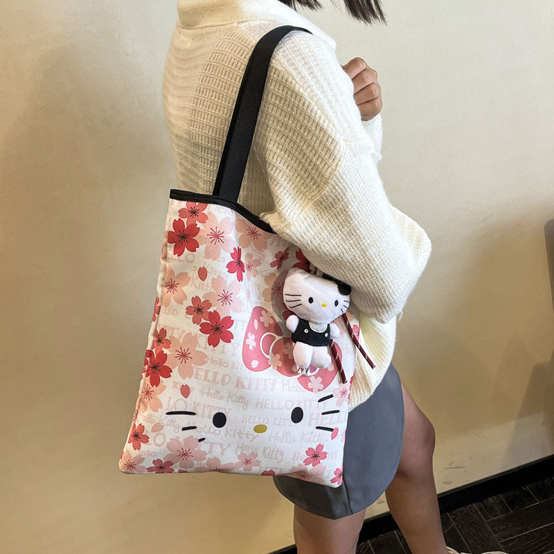 Handbag Women's Large Capacity Fashion New Hello Kitty Cartoon Portable All-Match Single-Shoulder Bag