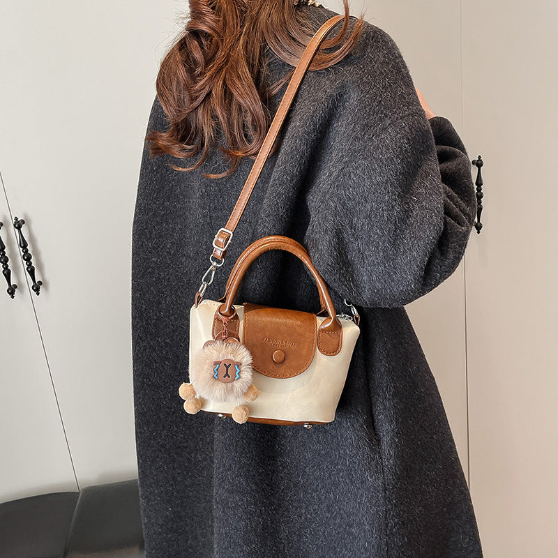 Chic Vintage PU Crossbody Bag for Women, Soft Bucket Style with Adjustable Strap and Zip Closure