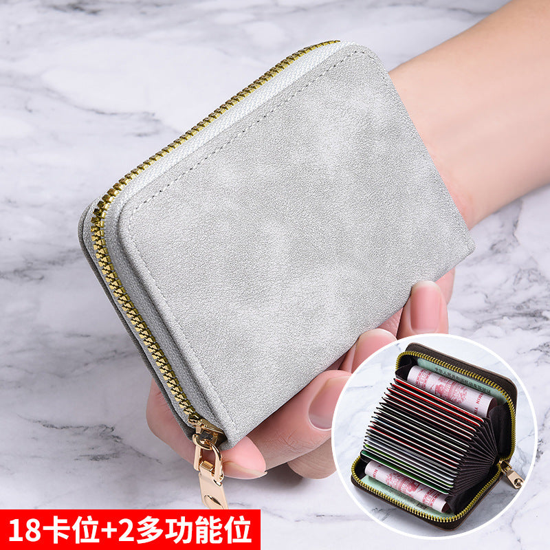 Women's Wallet Anti-Degaussing Expanding Card Holder 18 Card Position Zipper Coin Purse Daily Multi-Functional Credentials Storage