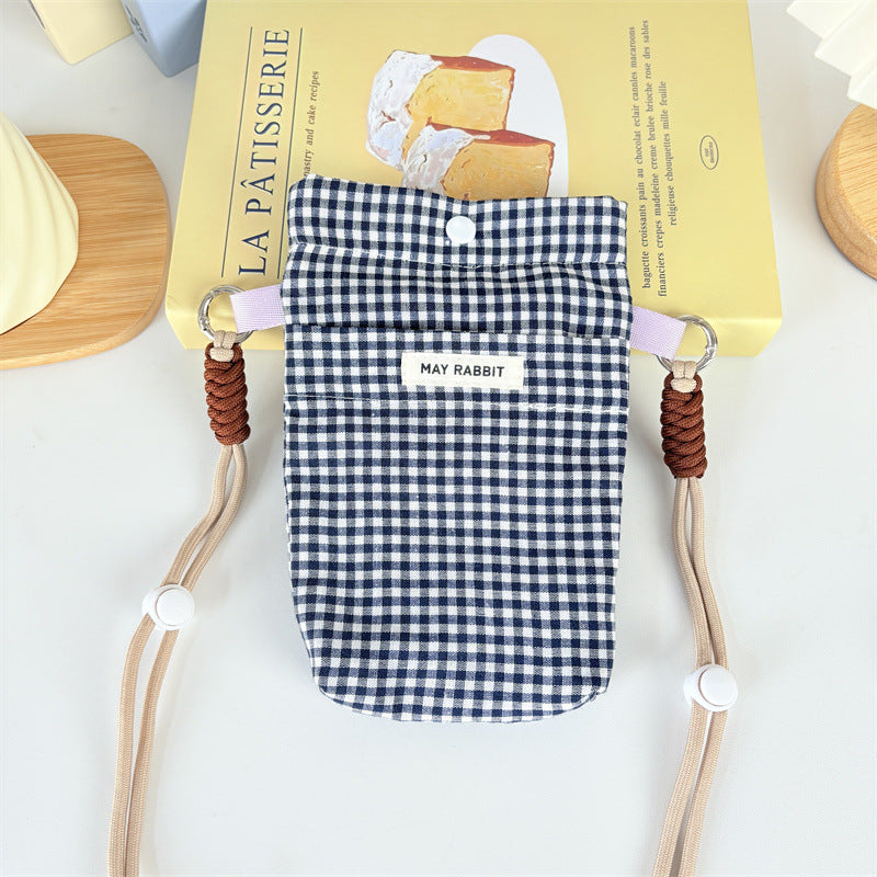 Girly Style Plaid Mobile Phone Fashion Messenger Bag Large Capacity Daily Versatile Small Square Bag