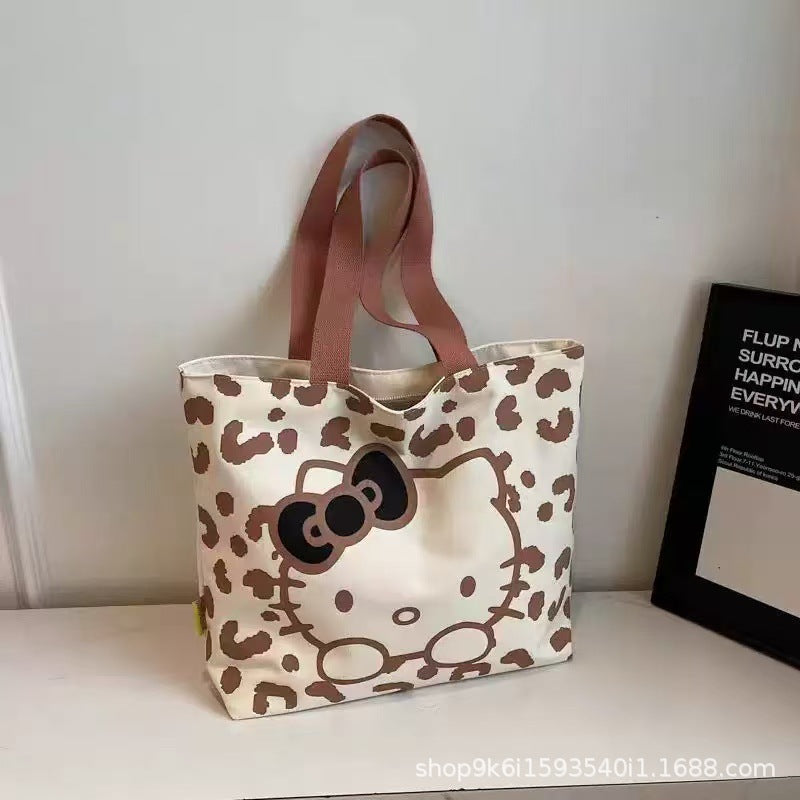 Cartoon Canvas Bag Women's All-Match Shoulder Commuter Tote Large Capacity