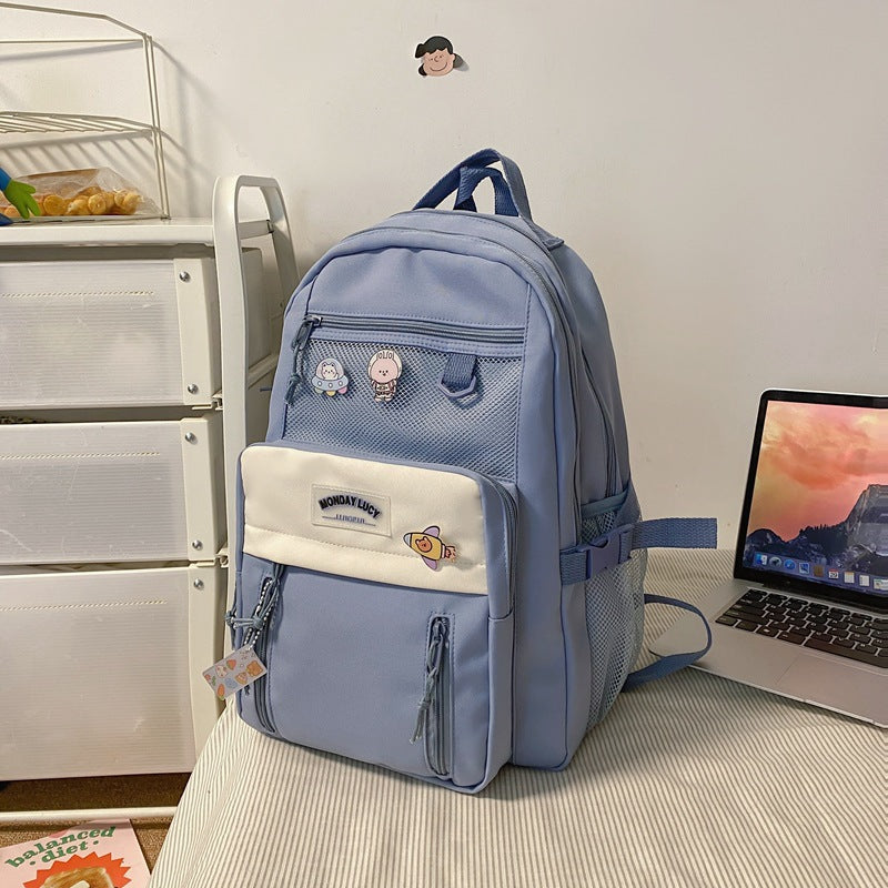 Cute Cartoon Teenage Girl Backpack Breathable Nylon Material Students Daily Travel Essential