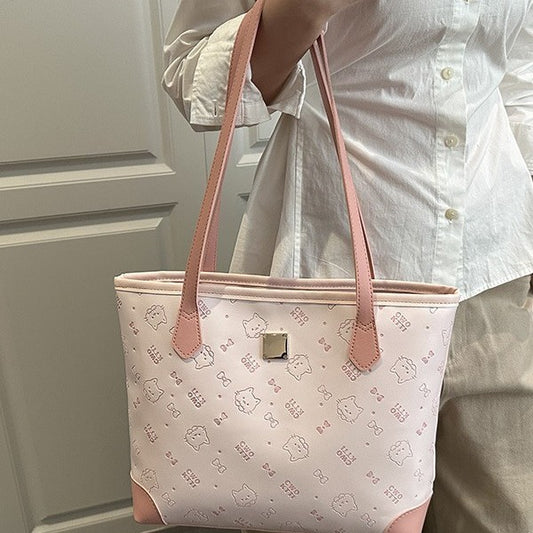 New Cute Fashion Tote Bag Women's Soft Suede Cartoon Pattern Design Everyday Joker Girly Style Handbag