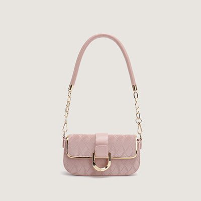 New High Simple Textured Temperament Chain Small Square Bag Women's Shoulder Fashion All-Match Underarm Messenger Bag