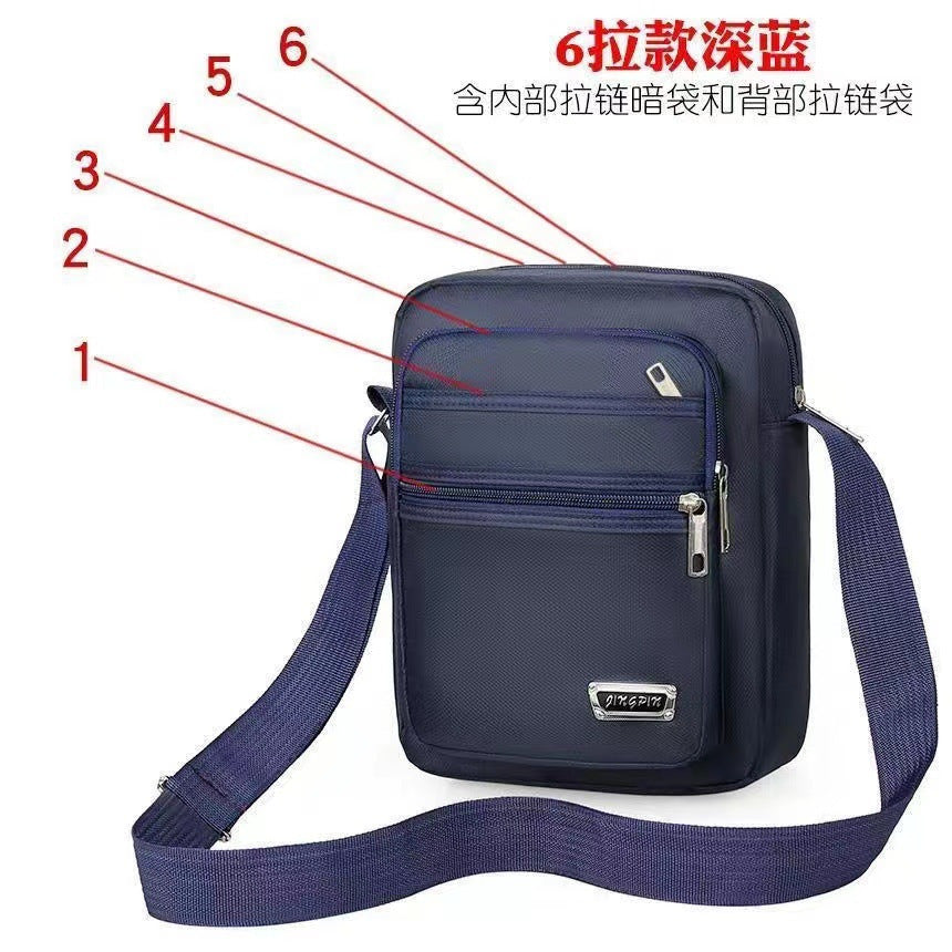 Men's Fashion Messenger Bag Multi-Layer Zipper Design Waterproof Business Casual All-Match Practical Shoulder Bag