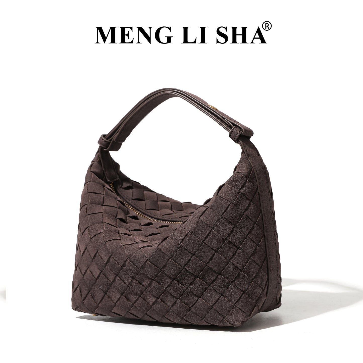 European and American New Suede Advanced Texture Woven Portable Lunch Bag Women's Fashion Simple Shoulder Crossbody Lunch Box Bag