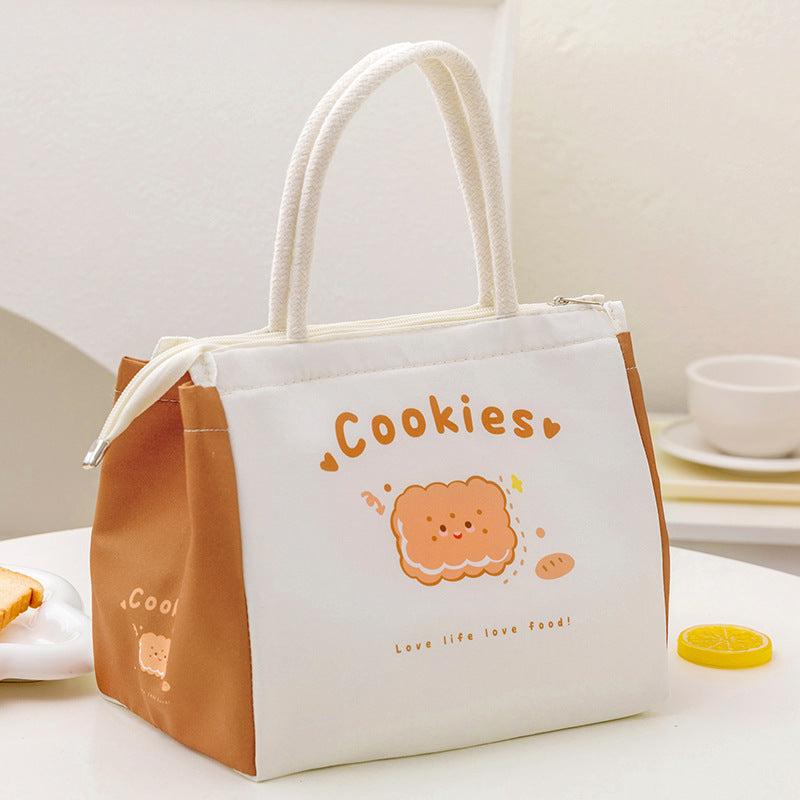 Women's Handbag Cartoon Bear Toast Lunch Box Bag Heat and Cold Insulation Cute Lunch Box Bag