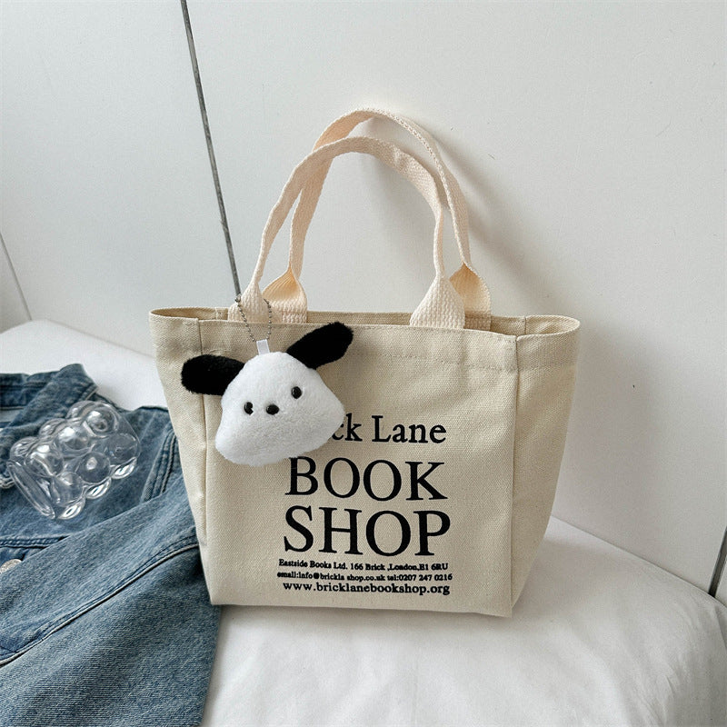 Minimalist Canvas Tote Bag with Book Shop Print for Daily Use and Commuting