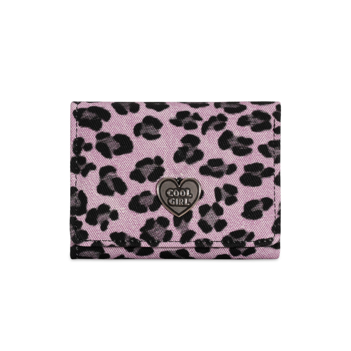Chic Leopard Print Trifold Wallet with Heart Charm for Women, Fashionable and Spacious Design
