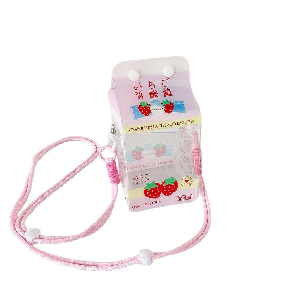 INS Cartoon Small Cartoon Backpack Cute Milk Carton Transparent Doll Bag Baby Doll Bag Doll Cotton Doll Display Storage Bag