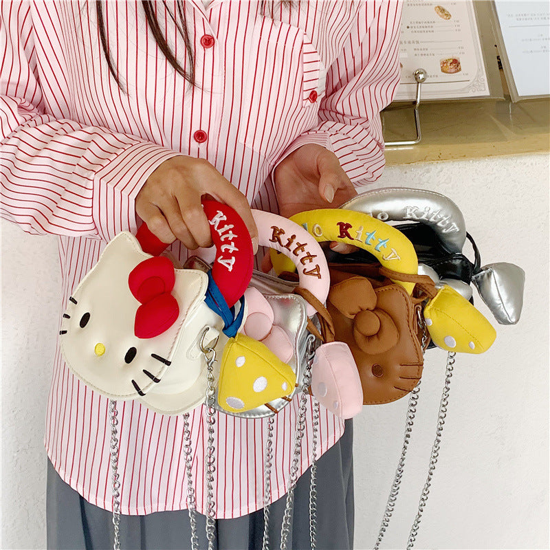 KT Mini Crossbody Bag New Cute Cartoon Design Daily Commuter Chain Bag