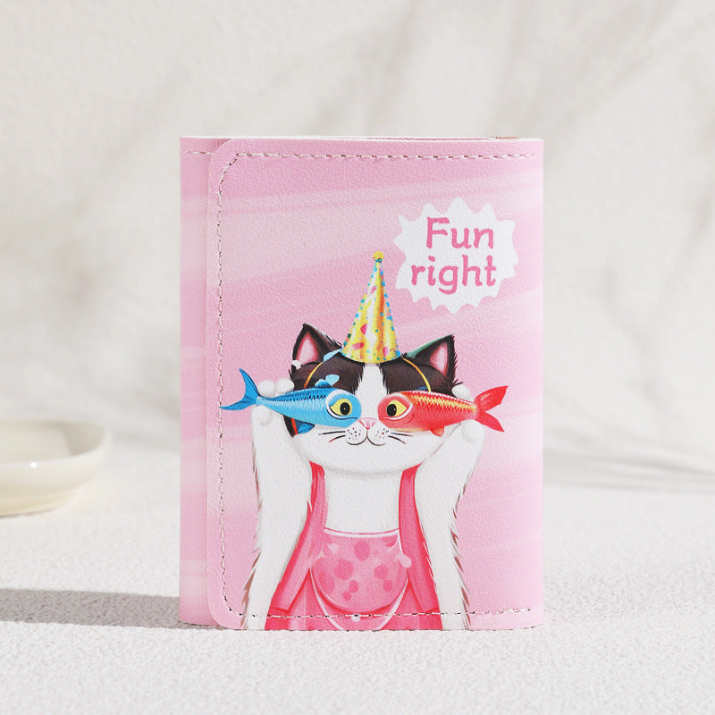 New Portable Wallet Small Large Capacity Three Fold Female Cute Cartoon Mini Purse Student Short Wallet Niche