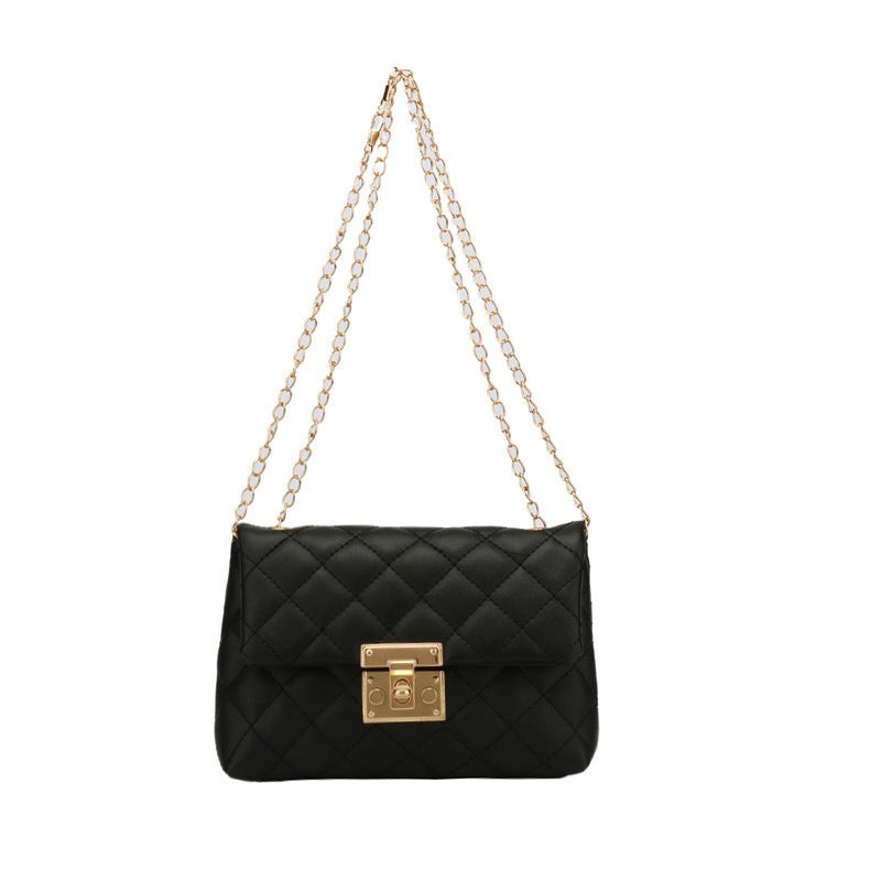 Square Buckle Embroidered Bag Women's New Fashion Rhombus Pu Fashion Crossbody Shoulder Bag