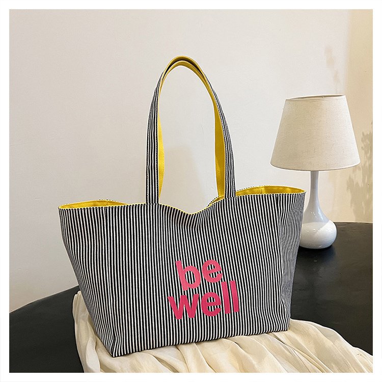 Large Capacity Tote Bag with Inspirational Lettering Print, Perfect for Casual Outings and Travel