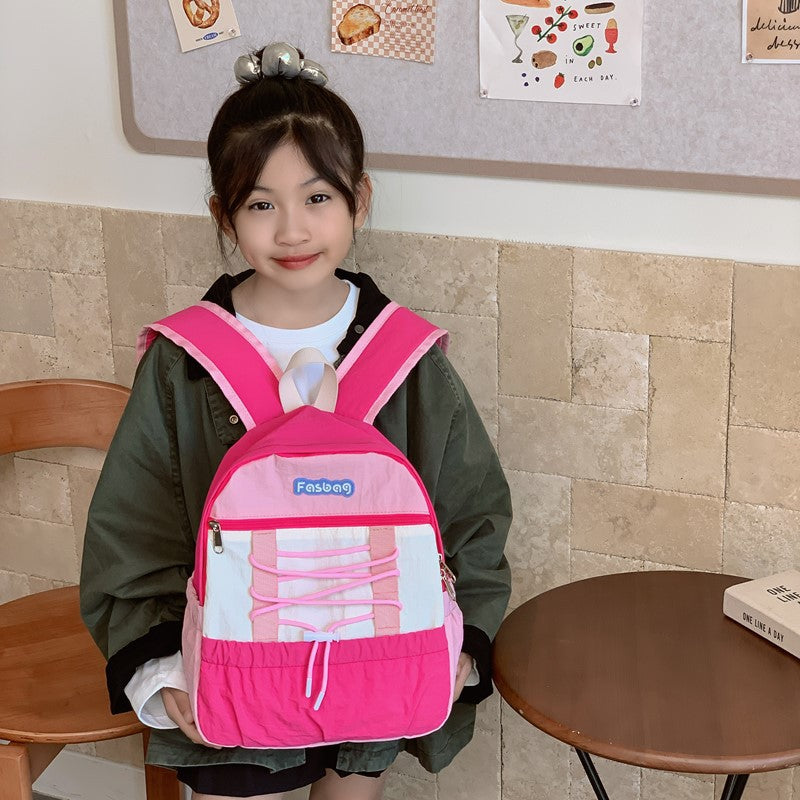 New Kindergarten Color Matching Backpack Boys and Girls Outdoor Casual and Lightweight Versatile Large Capacity Schoolbag