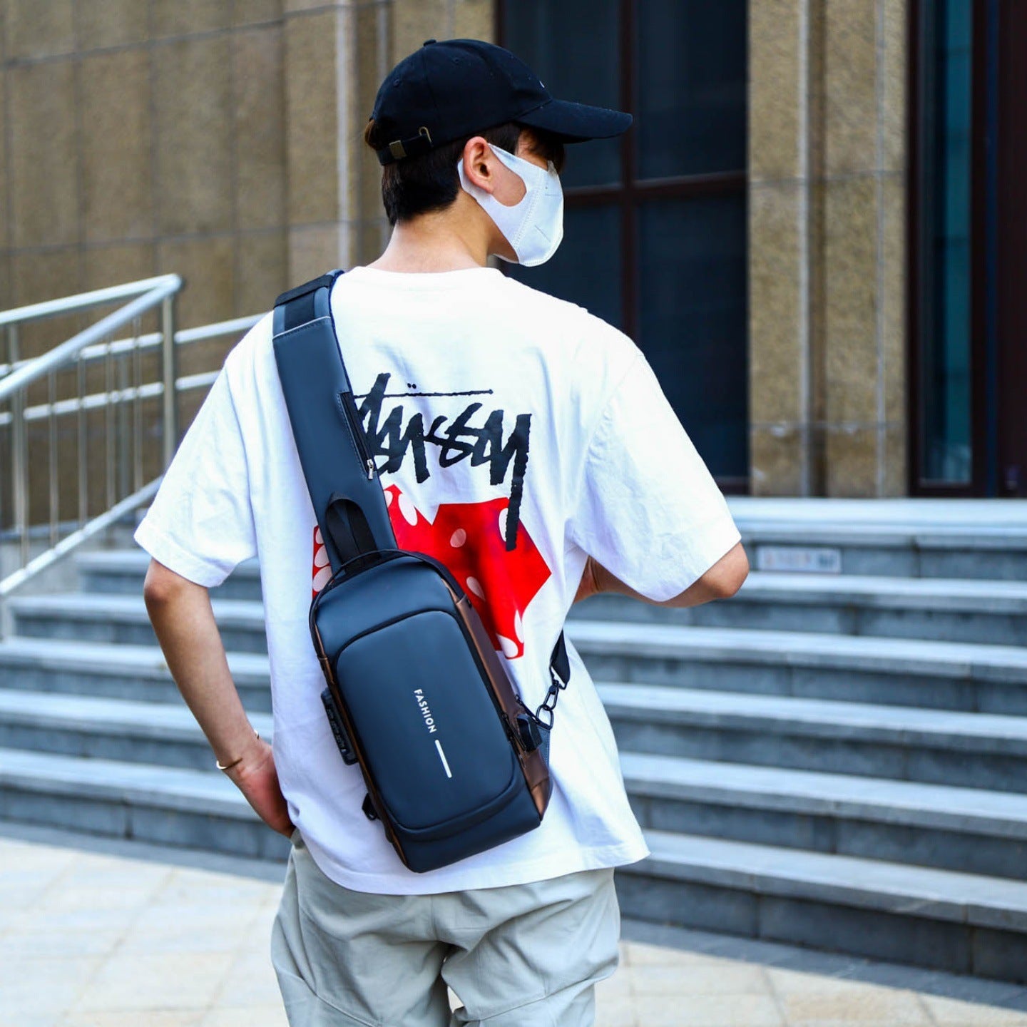 Chest Bag Men's Anti-Theft Outdoor Leisure Shoulder Stylish and Versatile Password Lock Crossbody Bag