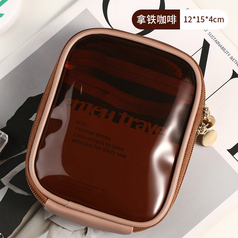 Compact Portable Makeup Pouch for Travel and Daily Touch-ups with Clear Window and Organized Storage