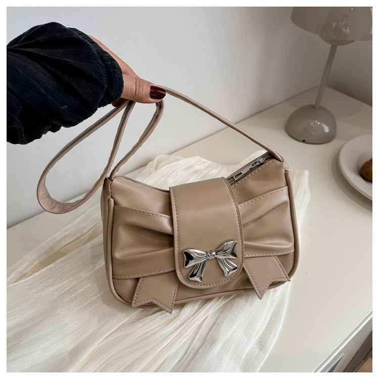 French Style Mini Crossbody Bag with Bow Detail, Trendy Casual Square Shape for Daily Wear