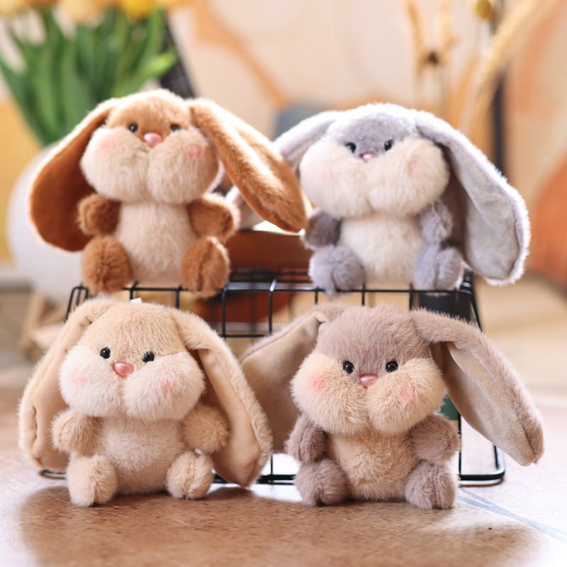 Cute Fluffy Bunny Keychain Plush Toy with Big Ears, Perfect for Bag or Keyring Decor